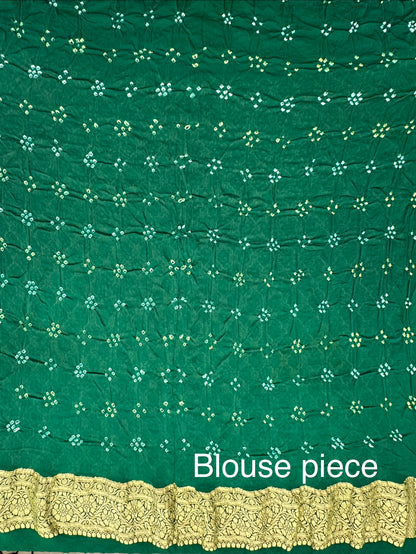 Green Gharchola Bandhej Pure Georgette Saree