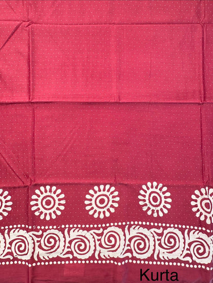 Magenta Printed Chanderi 3-Piece Unstitched Suit