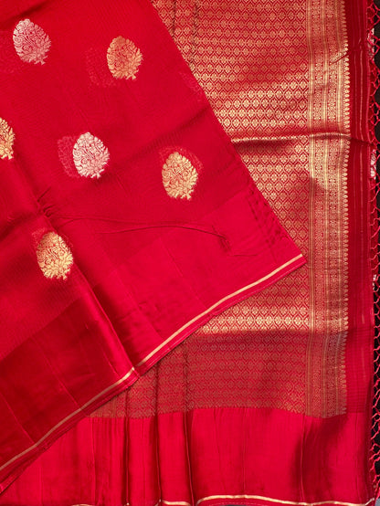 Red Manika Kota Doria Art Silk Saree