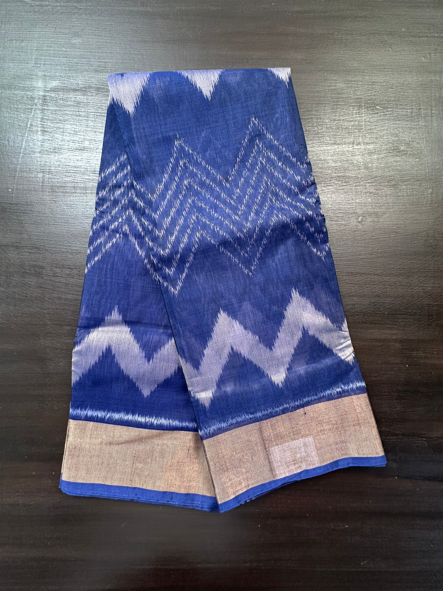 Royal Blue  Ikkat Kosa Cotton Silk Saree