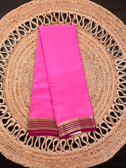 Pink-Magenta Pure Mysore Crepe Saree