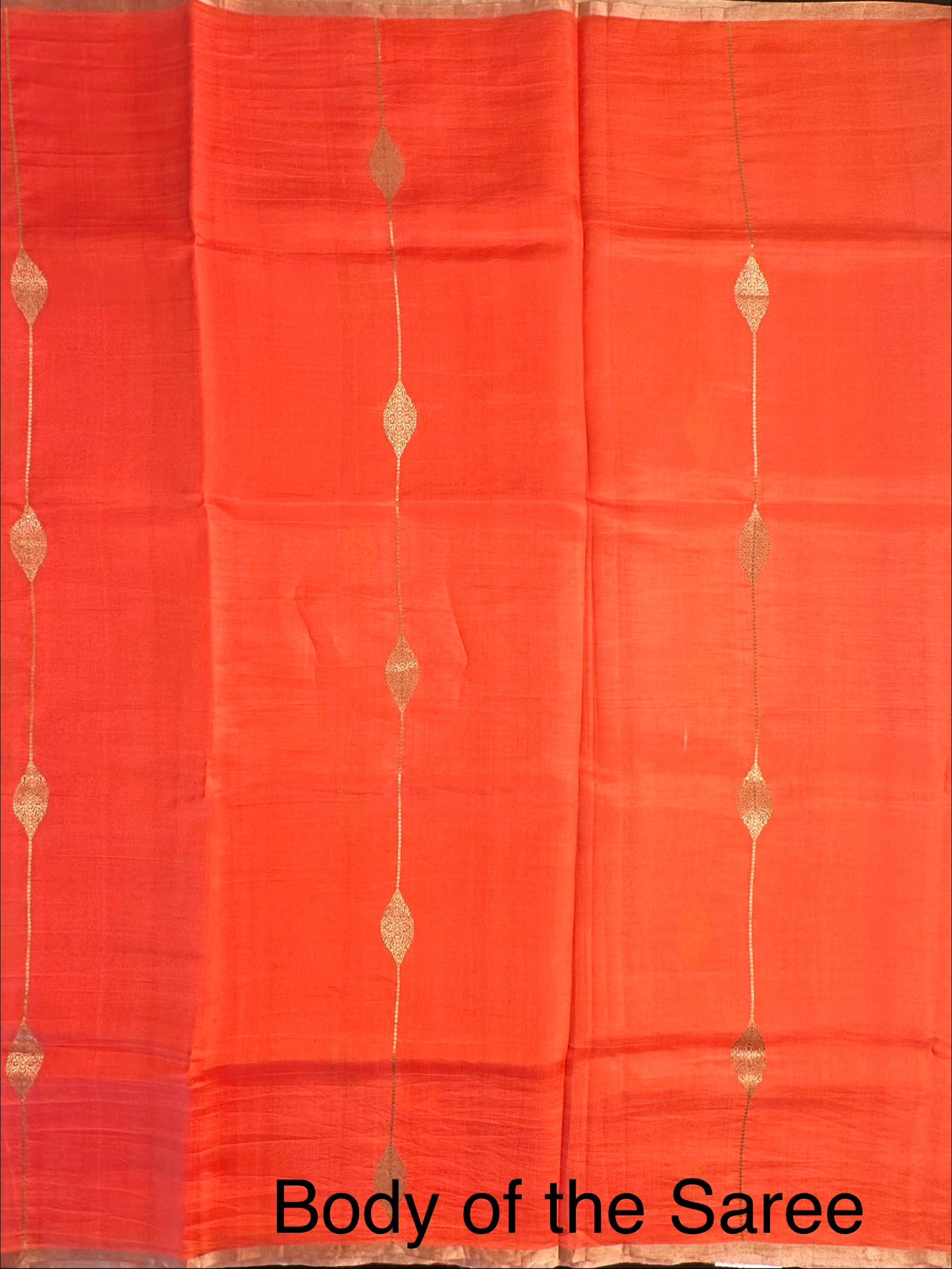 Orange Banarasi Pure Silk Saree