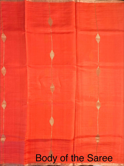 Orange Banarasi Pure Silk Saree