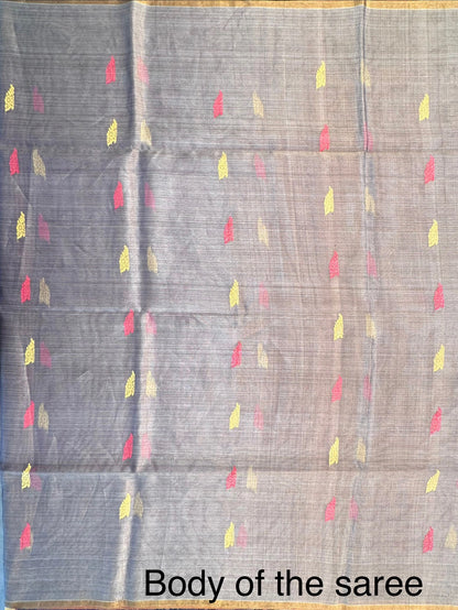 Grey-Pink Pure Tissue Silk Saree