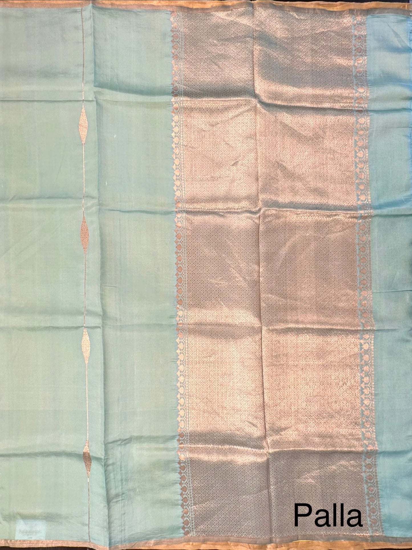 Firozi-Green-Yellow Vedika Banarasi Pure Silk Saree
