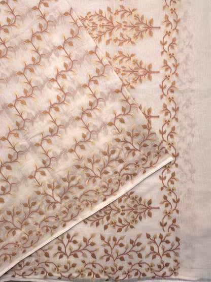 Off White-Mustard Jamdani Fancy Cotton Saree