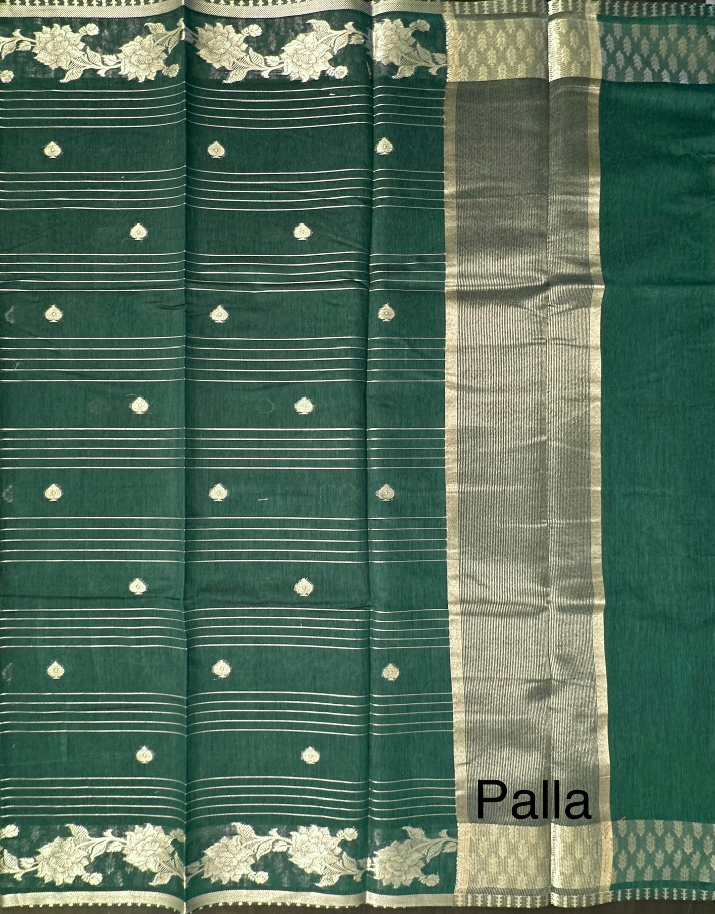 Bottle Green Chanderi Cotton Saree