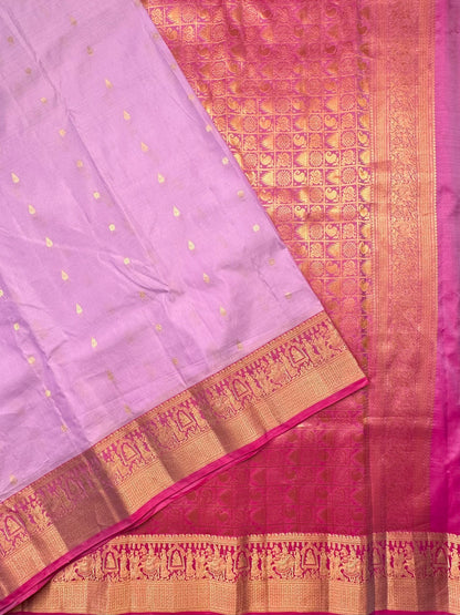 Purple Pondicherry Pure Silk Saree