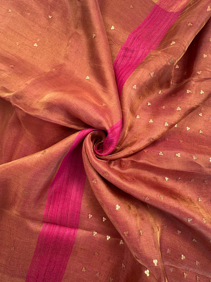 Rani Pink Pure Tissue Silk Saree