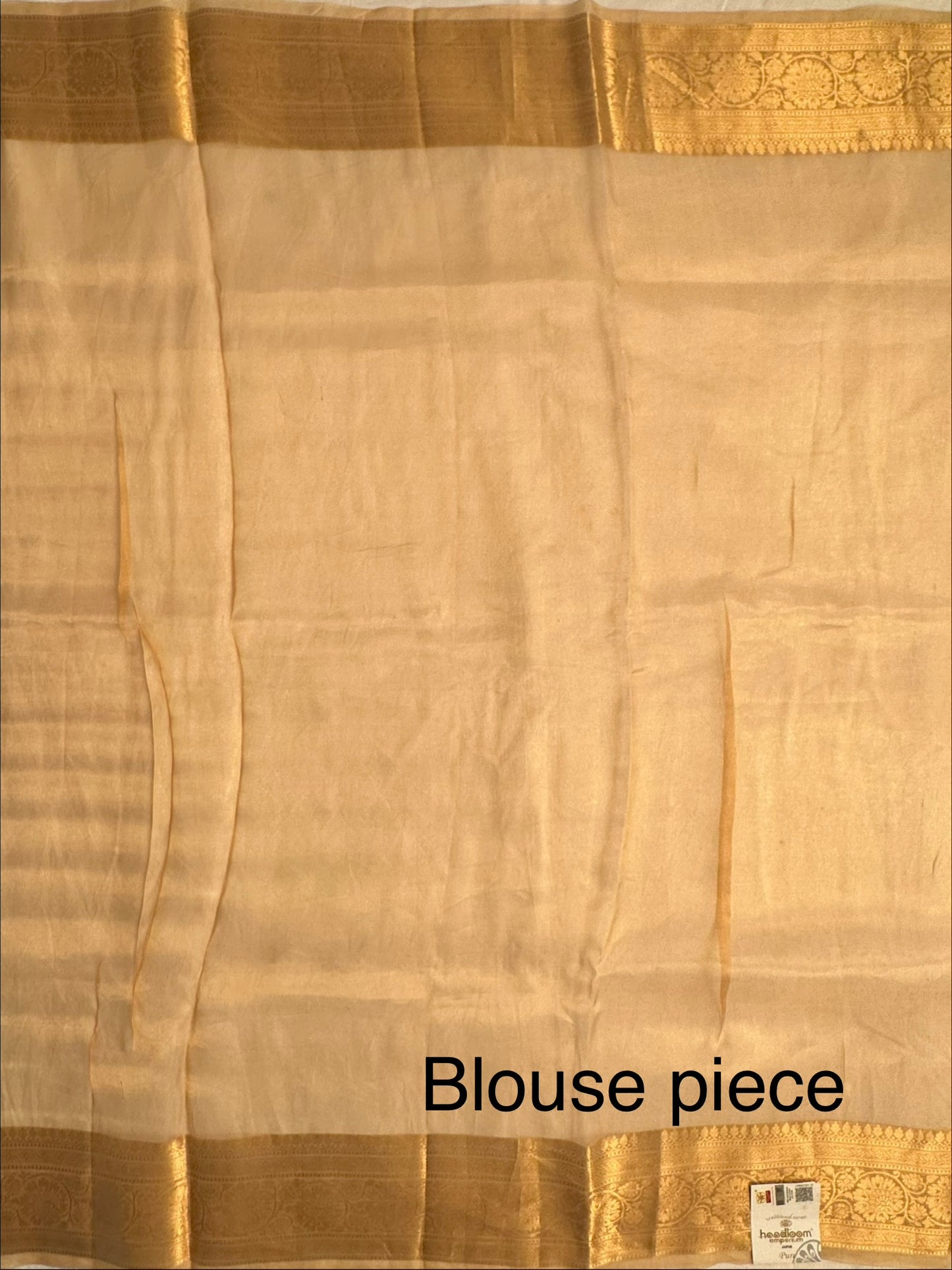Peach-Golden Banarasi Pure Tissue Saree