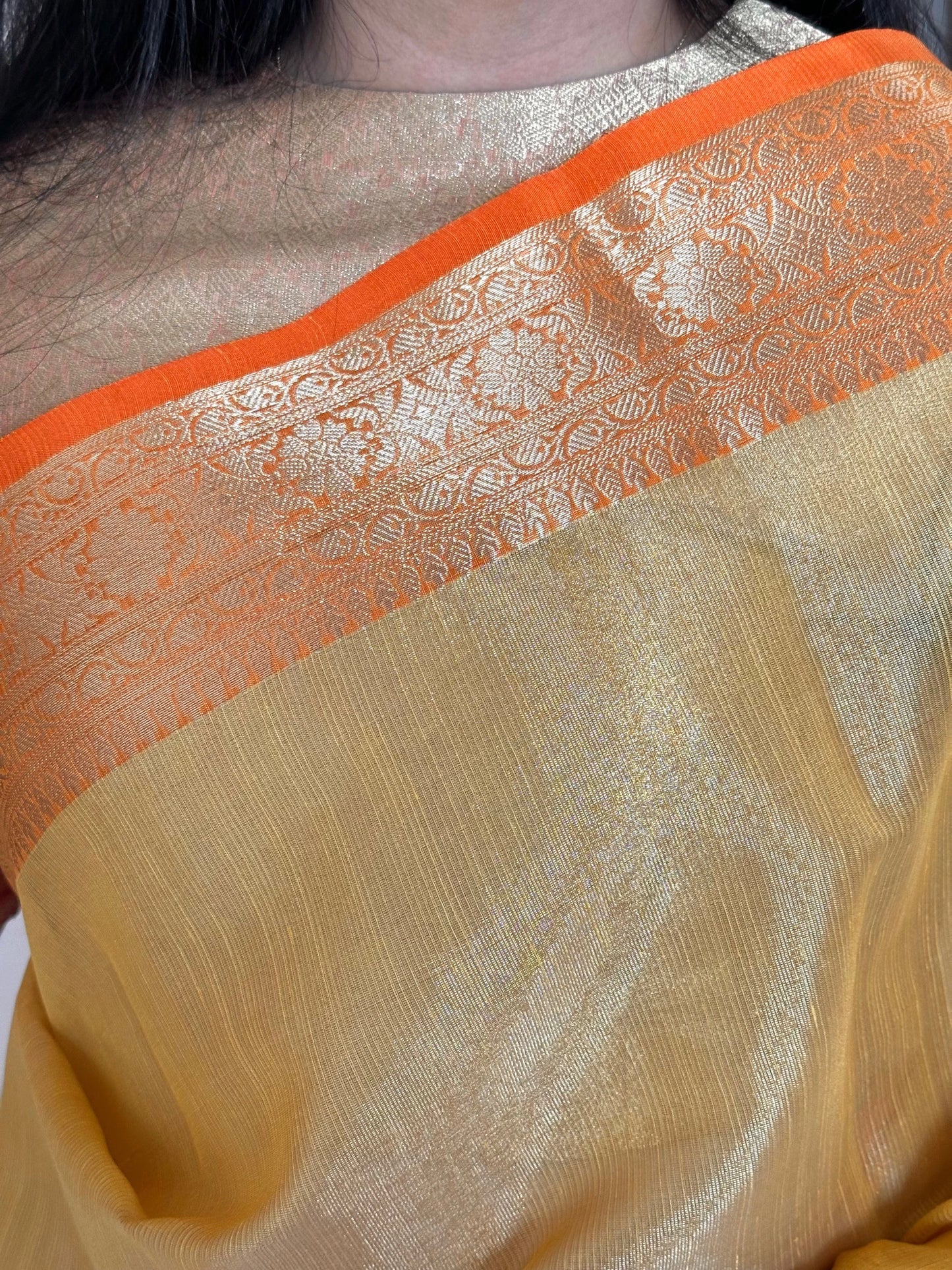 Yellow Amrit Tissue Saree