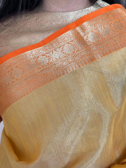 Yellow Amrit Tissue Saree
