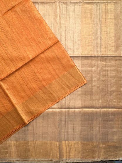 Mustard Handloom Tussar Silk Saree