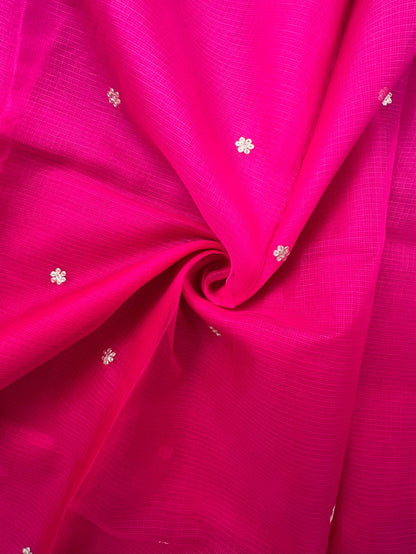 Rani Pink Gitika Kota Doria Pure Silk Saree