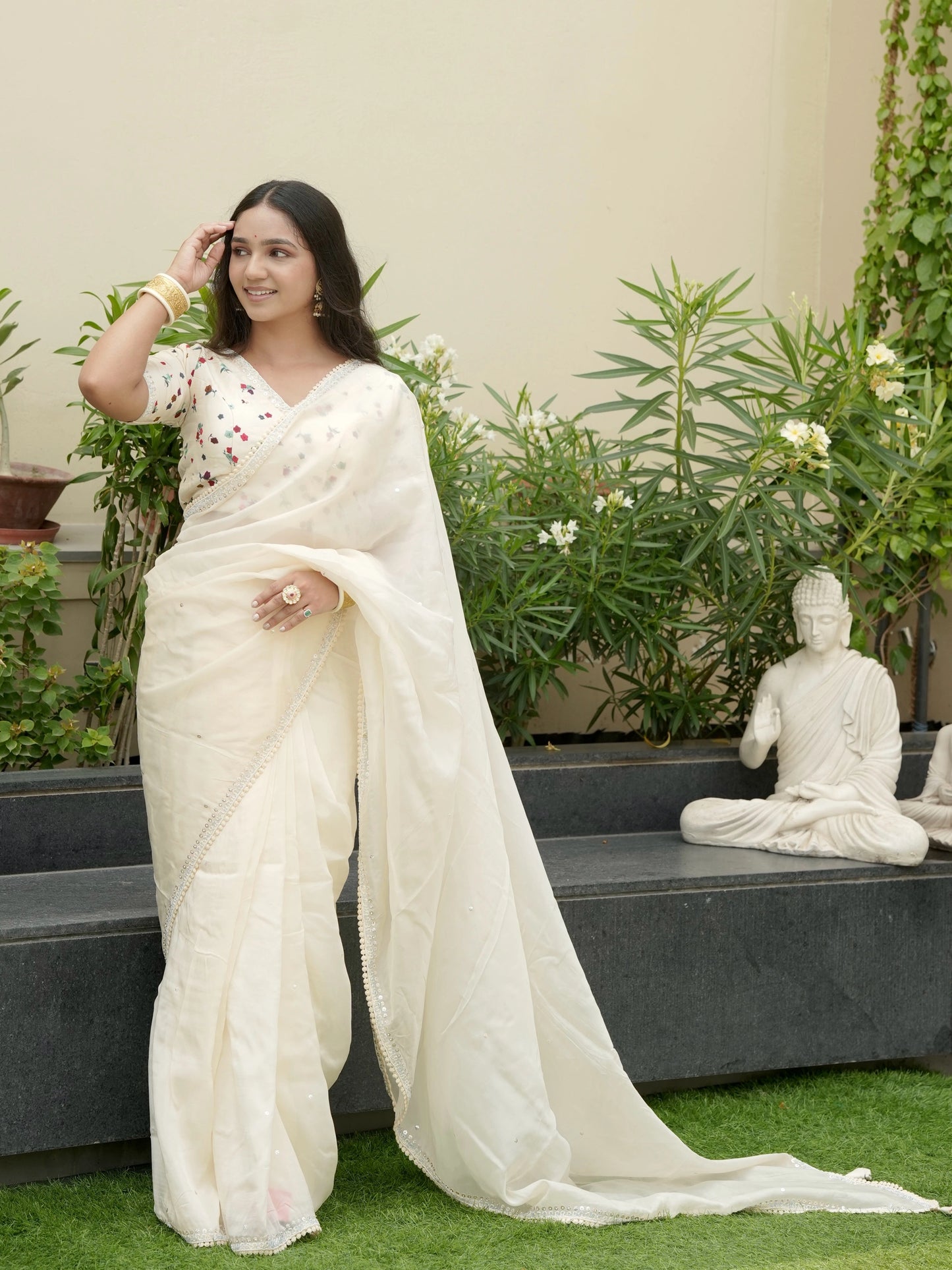 Crepe Saree with Designer Blouse