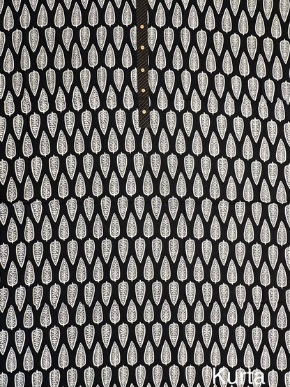 Black Jaipuri Cotton 3-Piece Suit