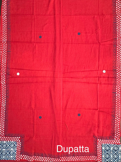 Indigo Blue Jaipuri Cotton 3-Piece Suit