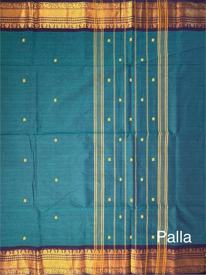 Teal Blue Narayanpet Cotton Saree