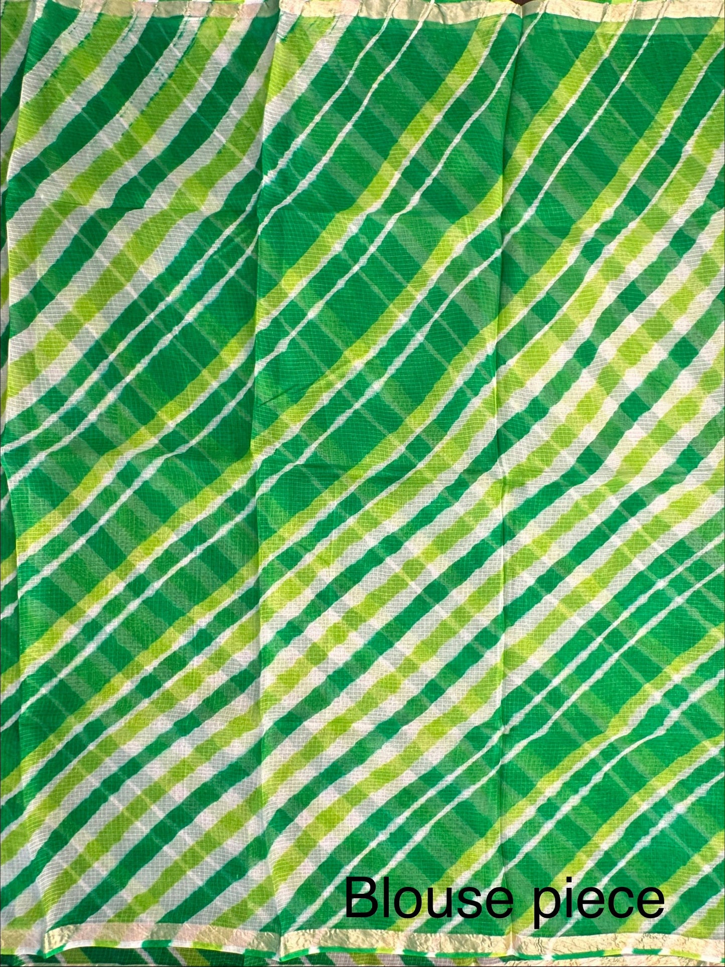 Green Leheriya Kota Doria Pure Silk Saree