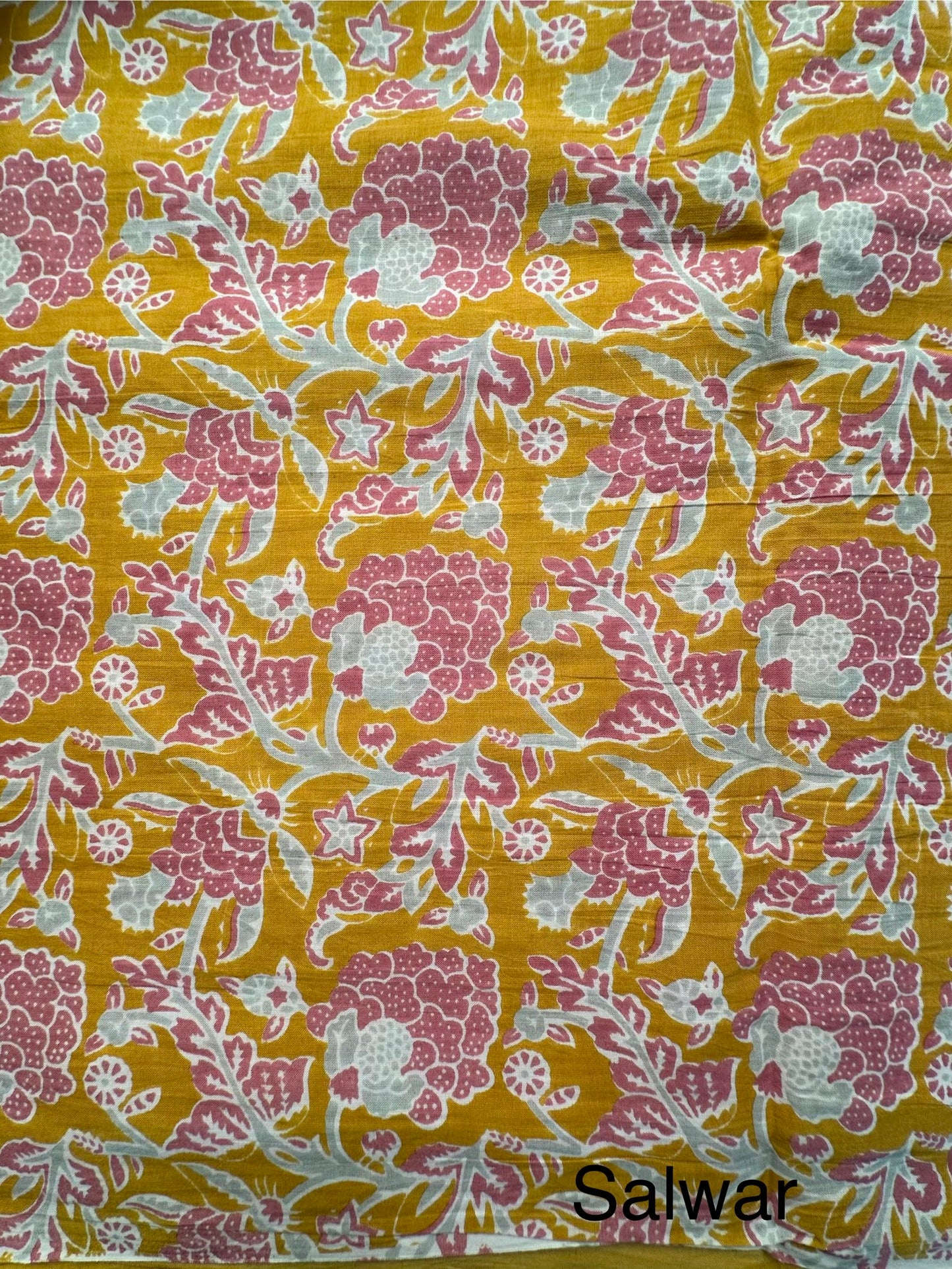 Mustard Block Printed Pure Cotton Suit