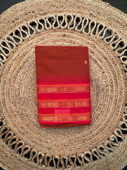 Rust Narayanpet Cotton Saree