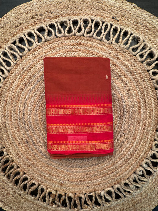 Rust Narayanpet Cotton Saree