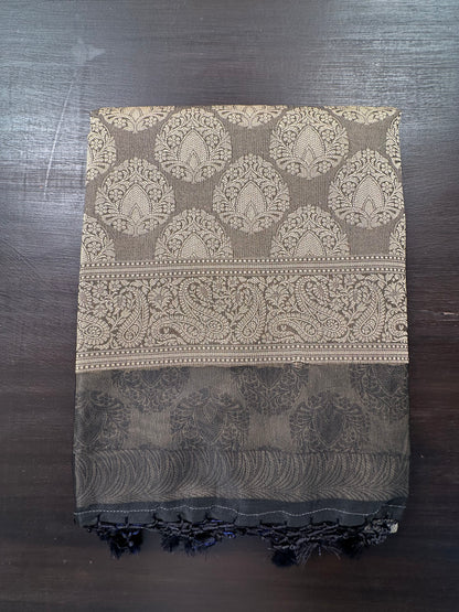 Grey-Black Fancy Tissue Saree