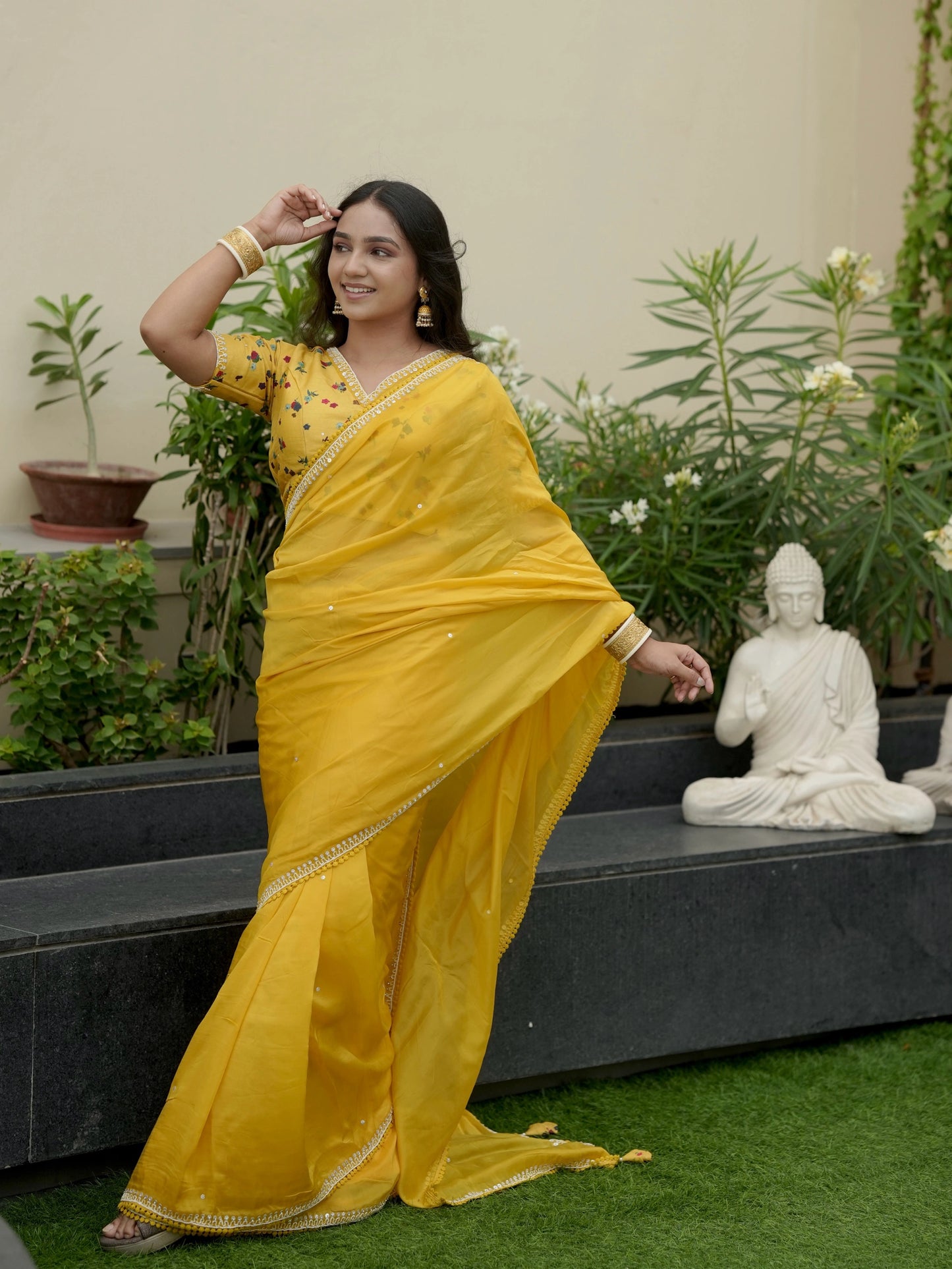 Crepe Saree with Designer Blouse