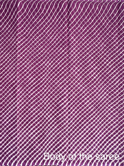 Purple Khat Leheriya Kota Doria Pure Cotton Saree