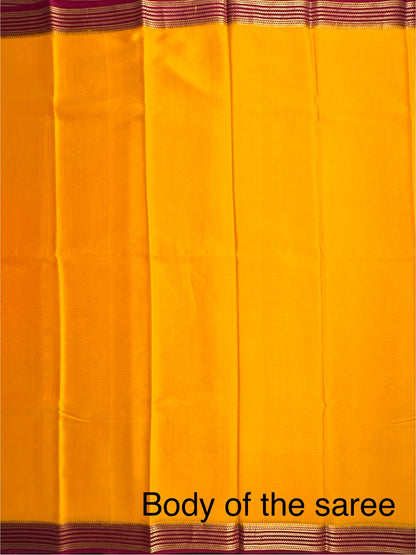 Yellow-Magenta Mysore Crepe Saree