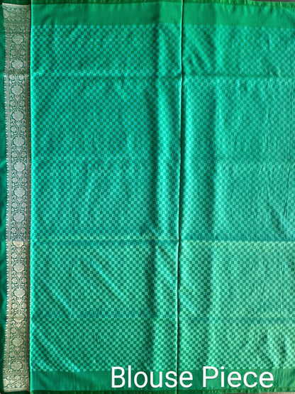 Sea Green Banarasi Rangkaat Blended Silk Saree