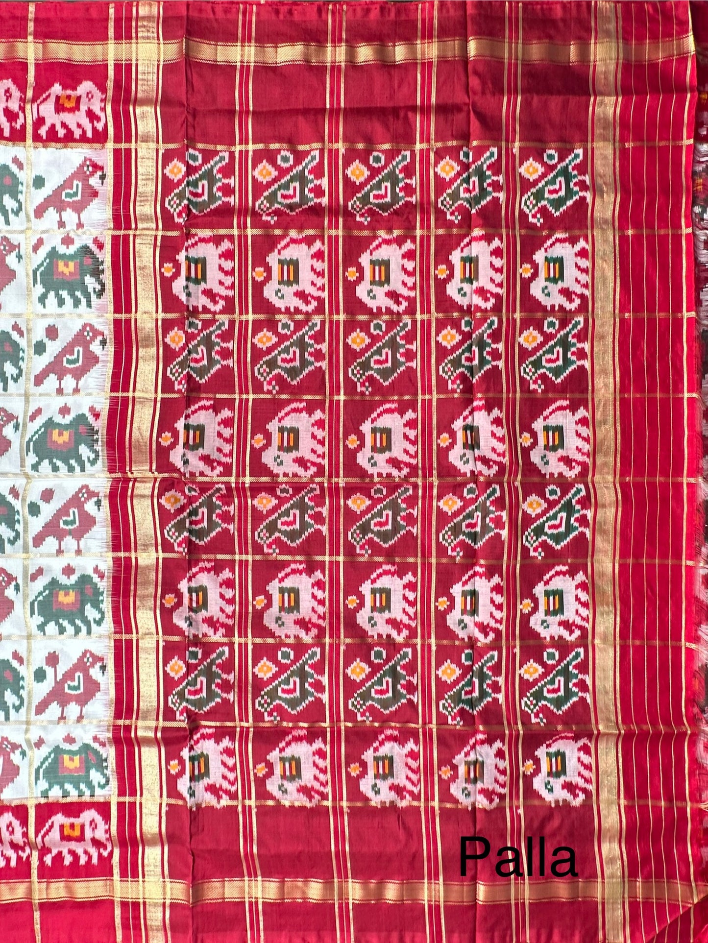 Off White-Maroon Patola Pure Silk Saree