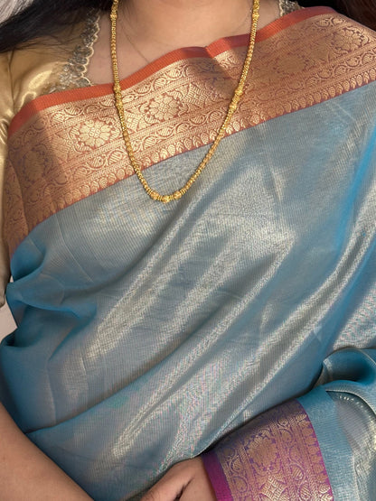 Teal Blue Amrit Tissue Saree