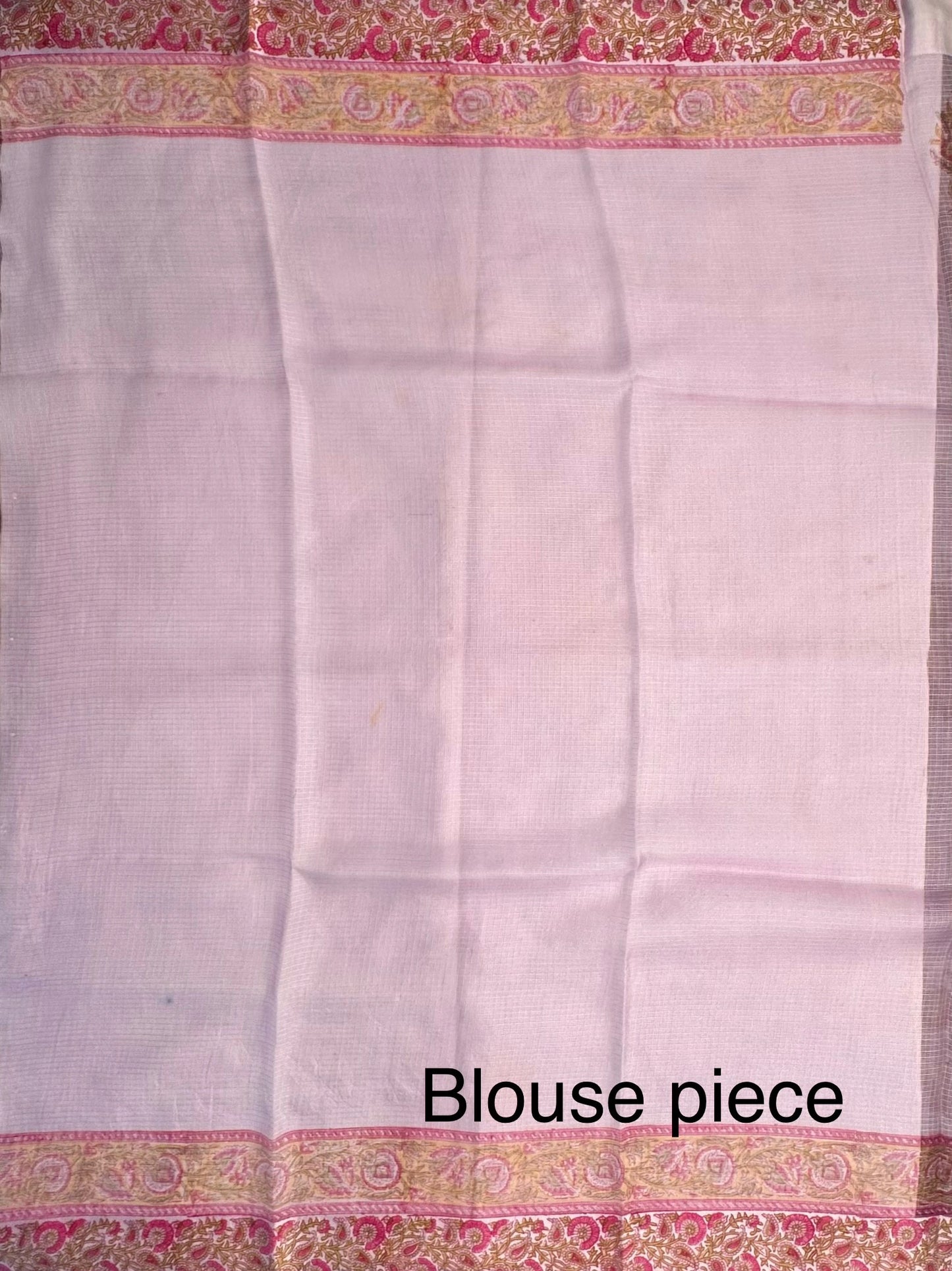 Mauve Hand Block-Print Pure Kota Doria Silk Saree