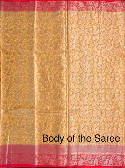Yellow-Red Vartika Tissue Saree