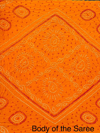 Yellow Rai Bandhej Chinon Saree with Crepe Blouse