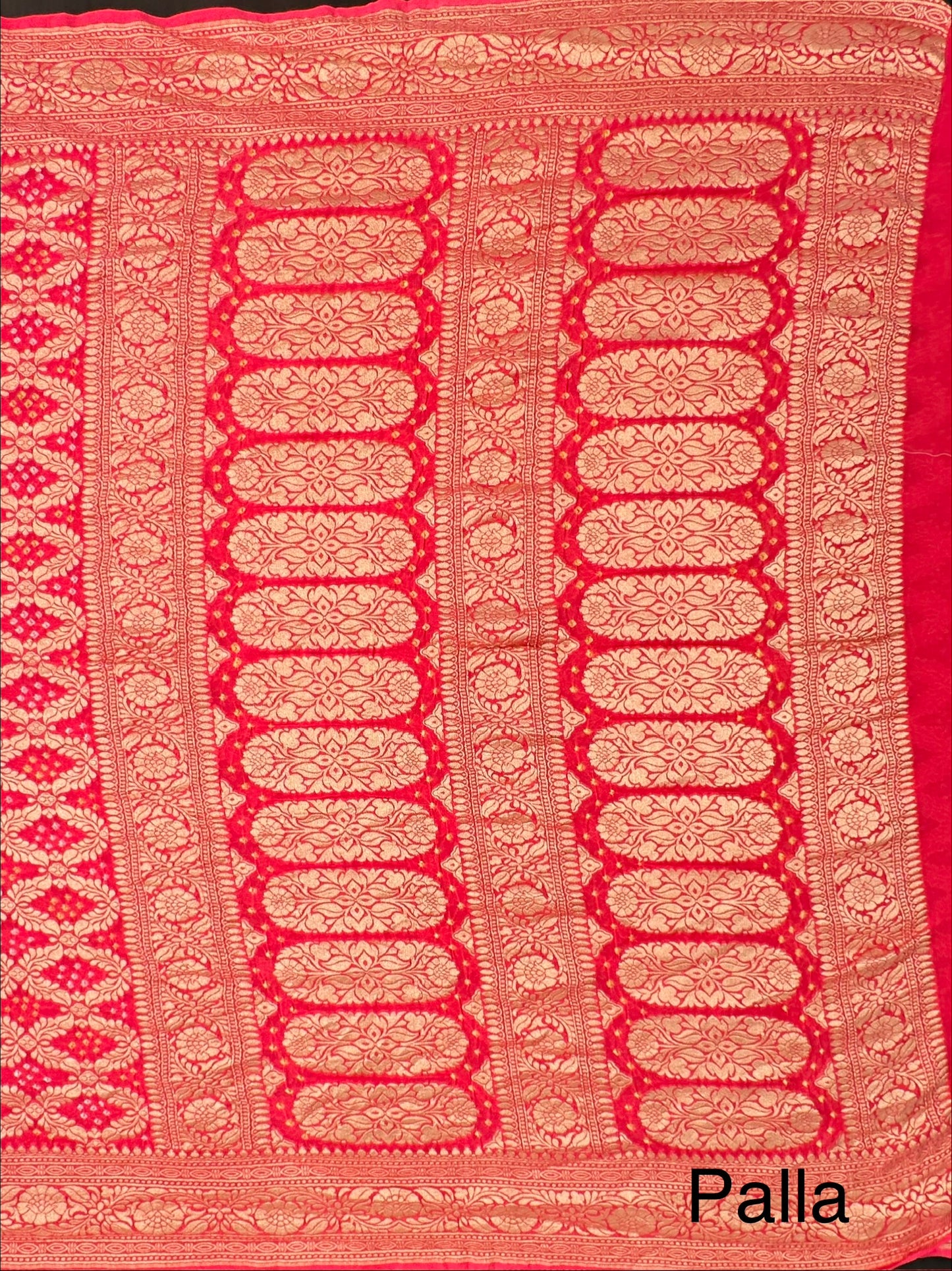 Coral Pink Gharchola Bandhej Pure Georgette Saree