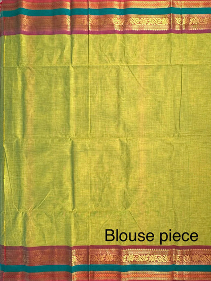 Parrot Green Narayanpet Cotton Saree