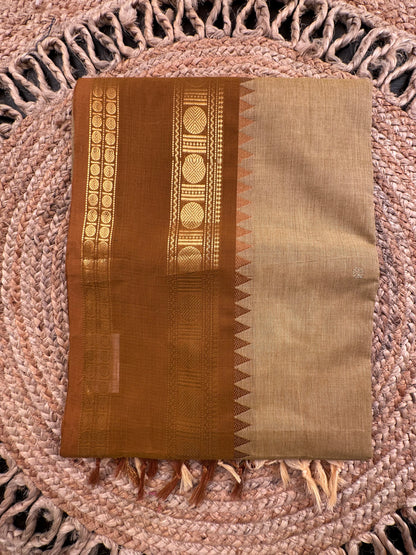 Beige Narayanpet Cotton Saree