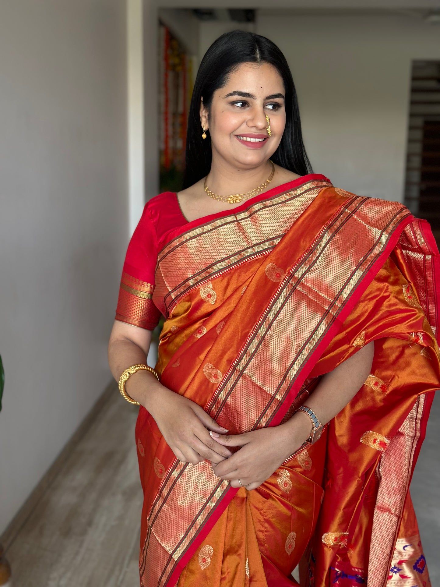 Orange Paithini Silk Saree