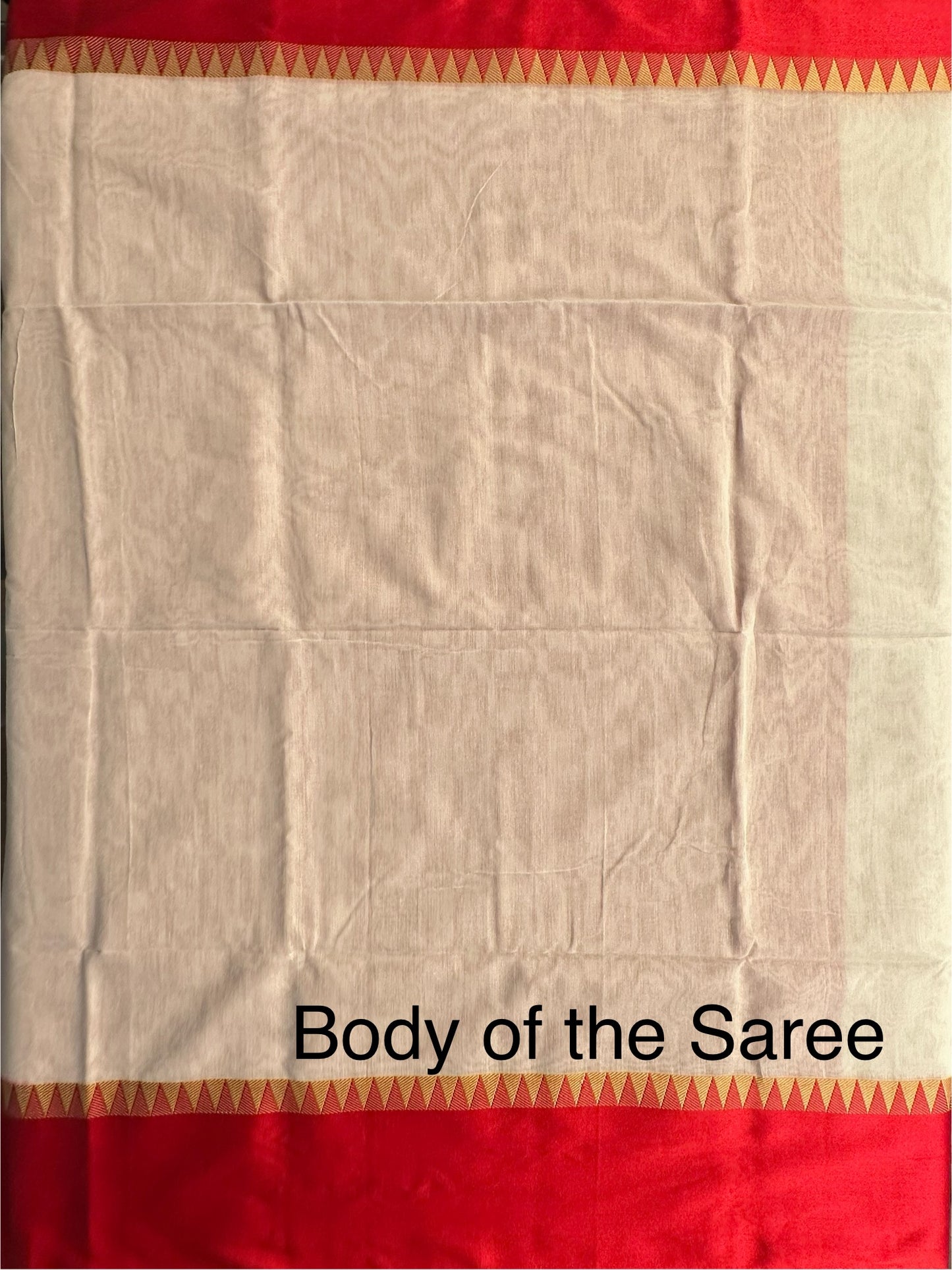 White Red Doodh Aalta Pure Cotton Saree