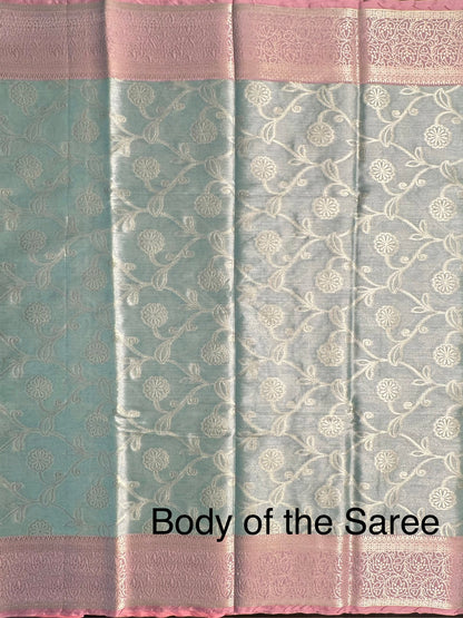 Sea Green-Pink Seerat Tissue Saree