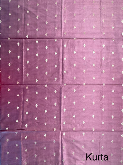 Dusky Pink Chanderi 3-Piece Unstitched Suit with Madhubani Dupatta