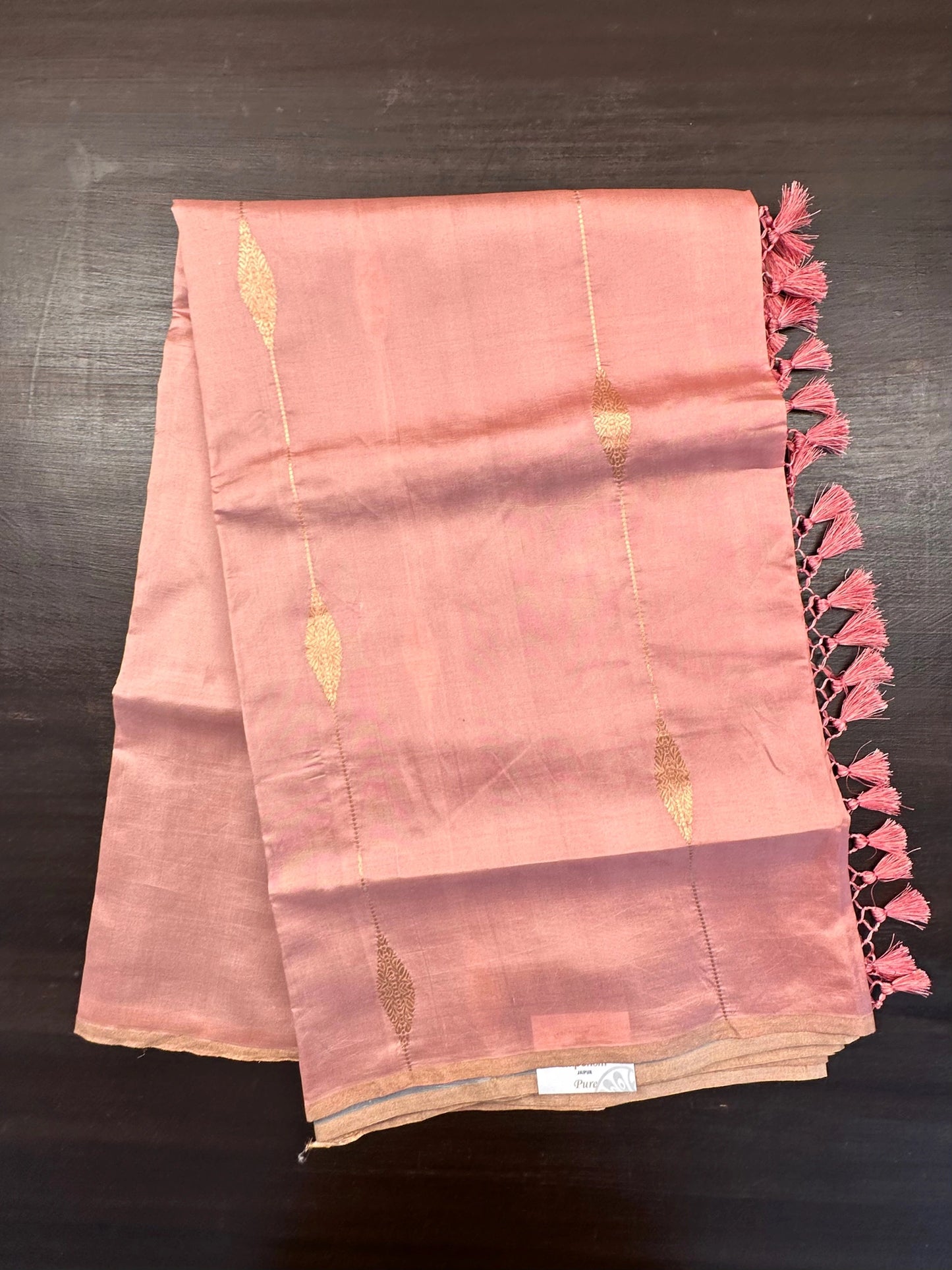 Pink-Baby Pink-Grey Vedika Banarasi Pure Silk Saree