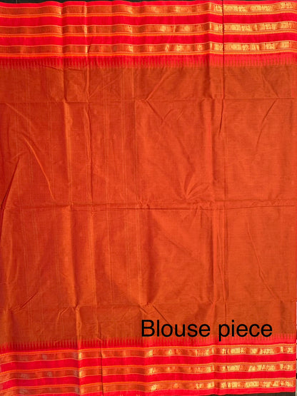 Rust Narayanpet Cotton Saree