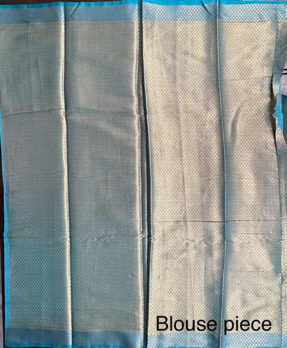 Blue Blended Cotton Saree