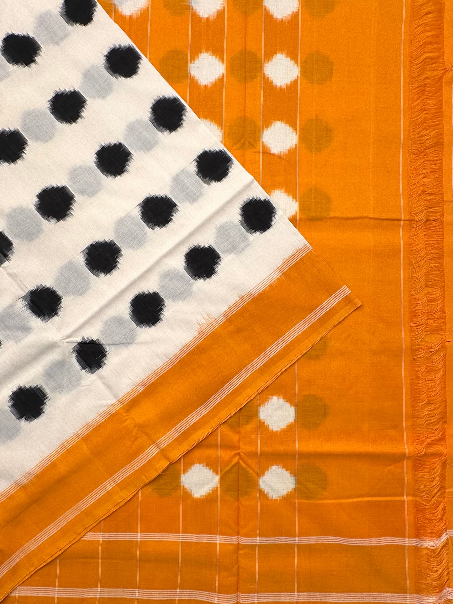 Off White Ikkat Cotton Saree