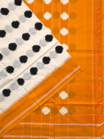 Off White Ikkat Cotton Saree