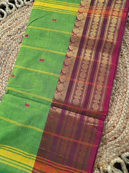 Green Narayanpet Cotton Saree