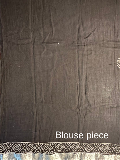 Black Printed Linen Saree